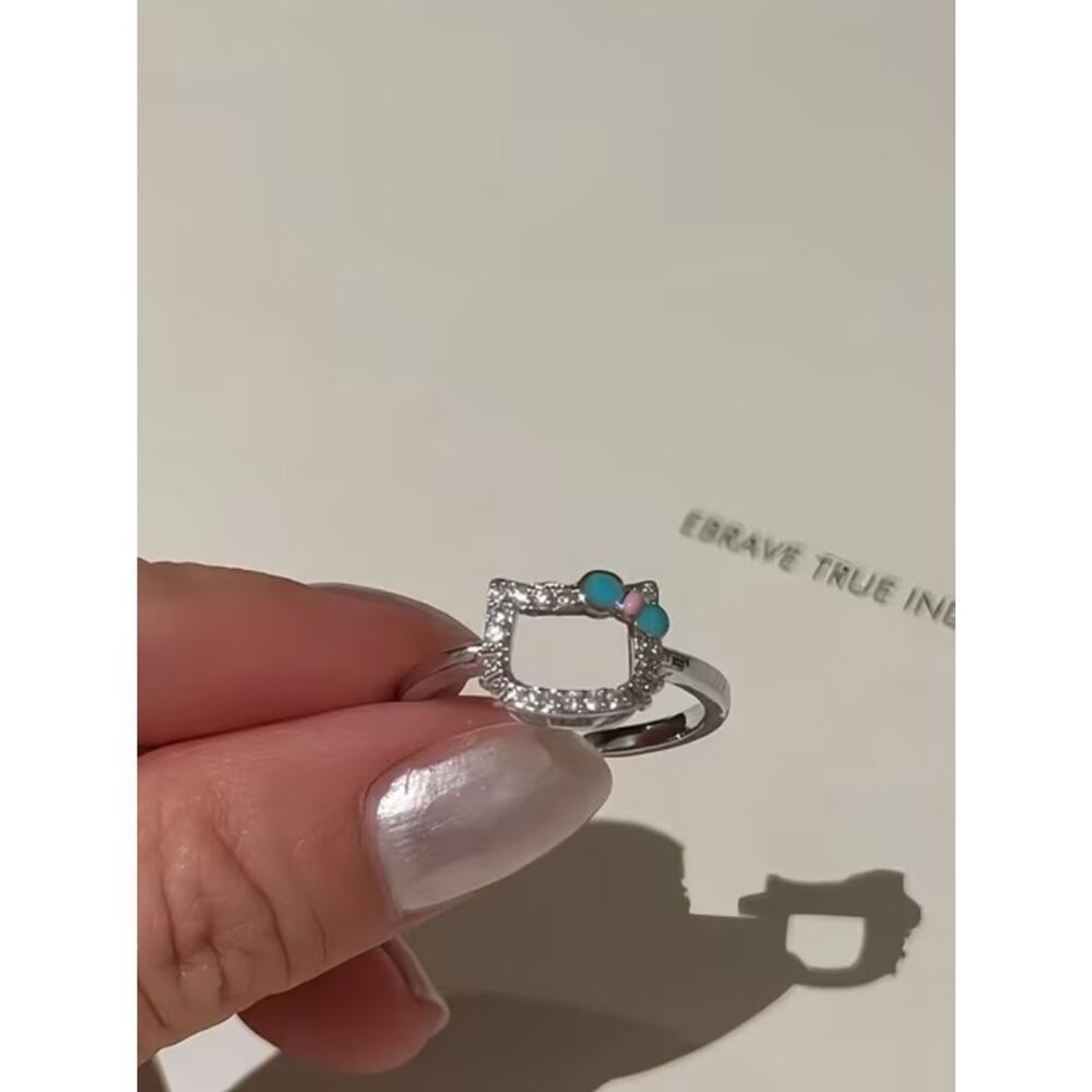 Stainless Steel Hello Kitty Stainless Steel Ring Set Waterproof Adjustable - Picture 3 of 4